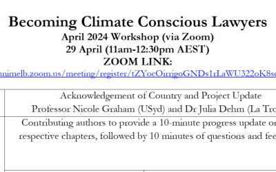 Online workshop for Tranche 2 and 3 authors of Becoming a Climate Conscious Lawyer: Climate Change and the Australian Legal System