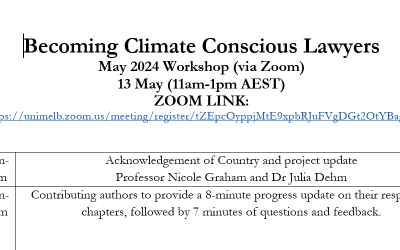 Online workshop for Tranche 2 and 3 authors of Becoming a Climate Conscious Lawyer: Climate Change and the Australian Legal System